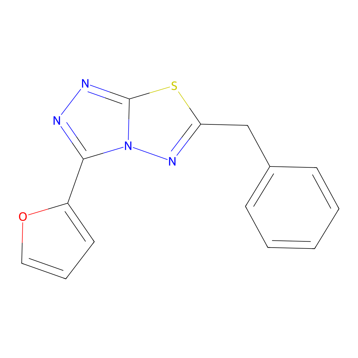 6-Benzyl-3-(furan-2-yl)-[1,2,4]triazolo[3,4-b][1,3,4]thiadiazole molecular structure, CAS 515875-31-7