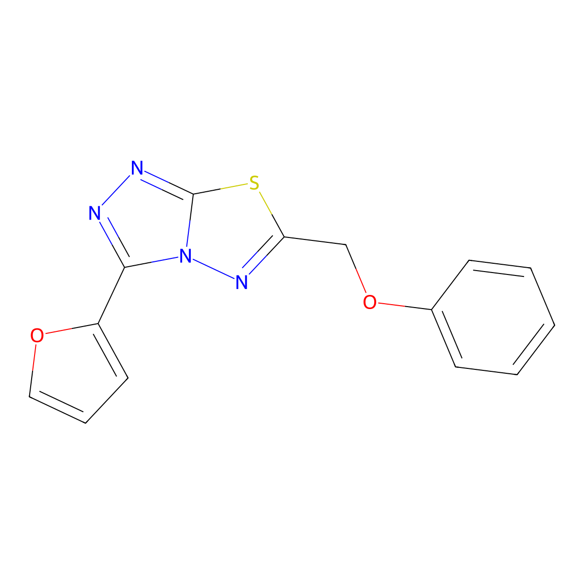 3-(Furan-2-yl)-6-(phenoxymethyl)-[1,2,4]triazolo[3,4-b][1,3,4]thiadiazole molecular structure, CAS 515875-36-2