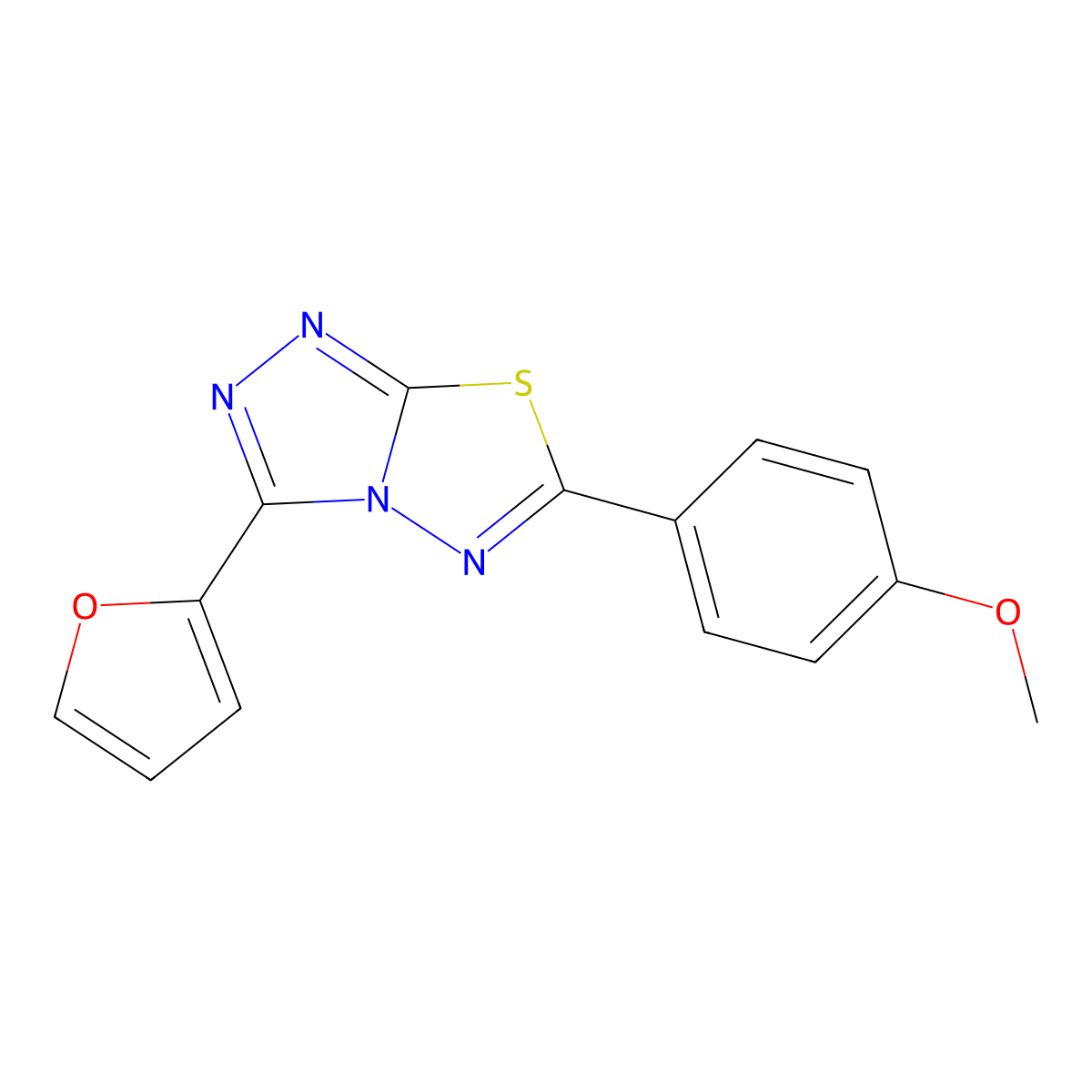 4-[3-(2-Furyl)[1,2,4]triazolo[3,4-b][1,3,4]thiadiazol-6-yl]phenyl methyl ether molecular structure, CAS 515875-43-1