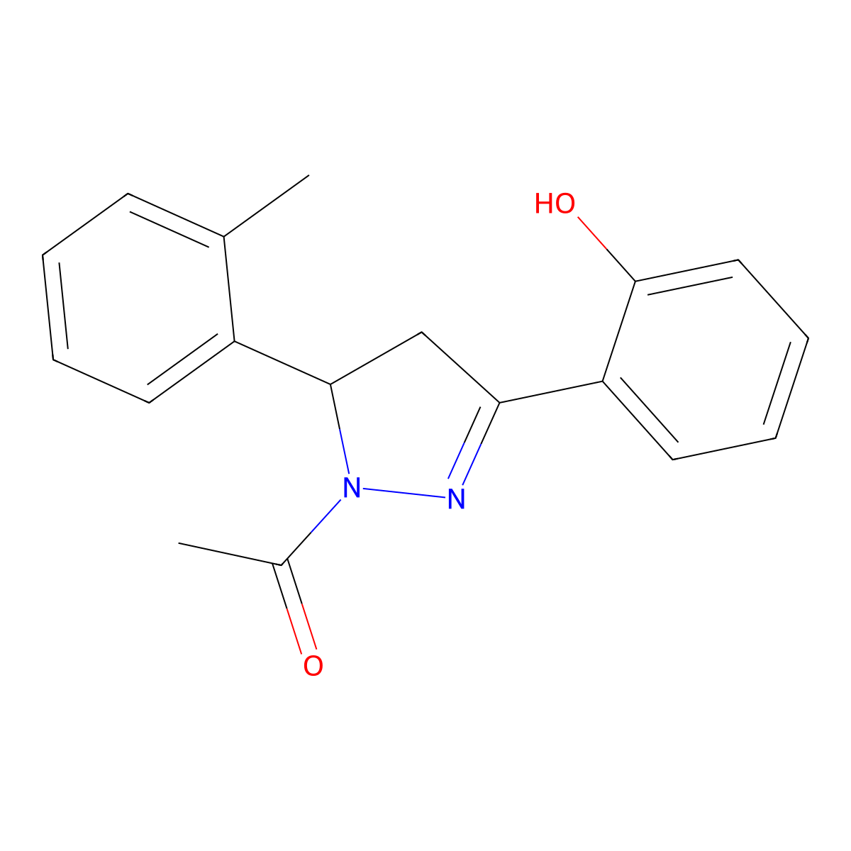 1-[3-(2-hydroxyphenyl)-5-(2-methylphenyl)-4,5-dihydro-1H-pyrazol-1-yl]ethan-1-one molecular structure, CAS 515877-56-2