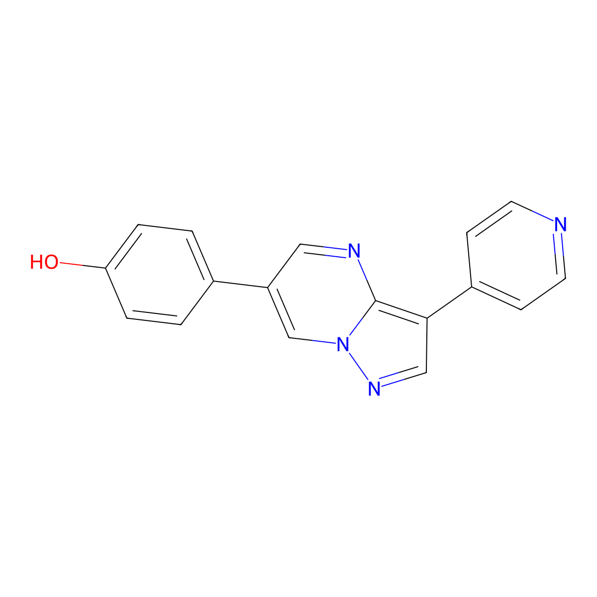 4-[3-(Pyridin-4-yl)pyrazolo[1,5-a]pyrimidin-6-yl]phenol molecular structure, CAS 515880-87-2