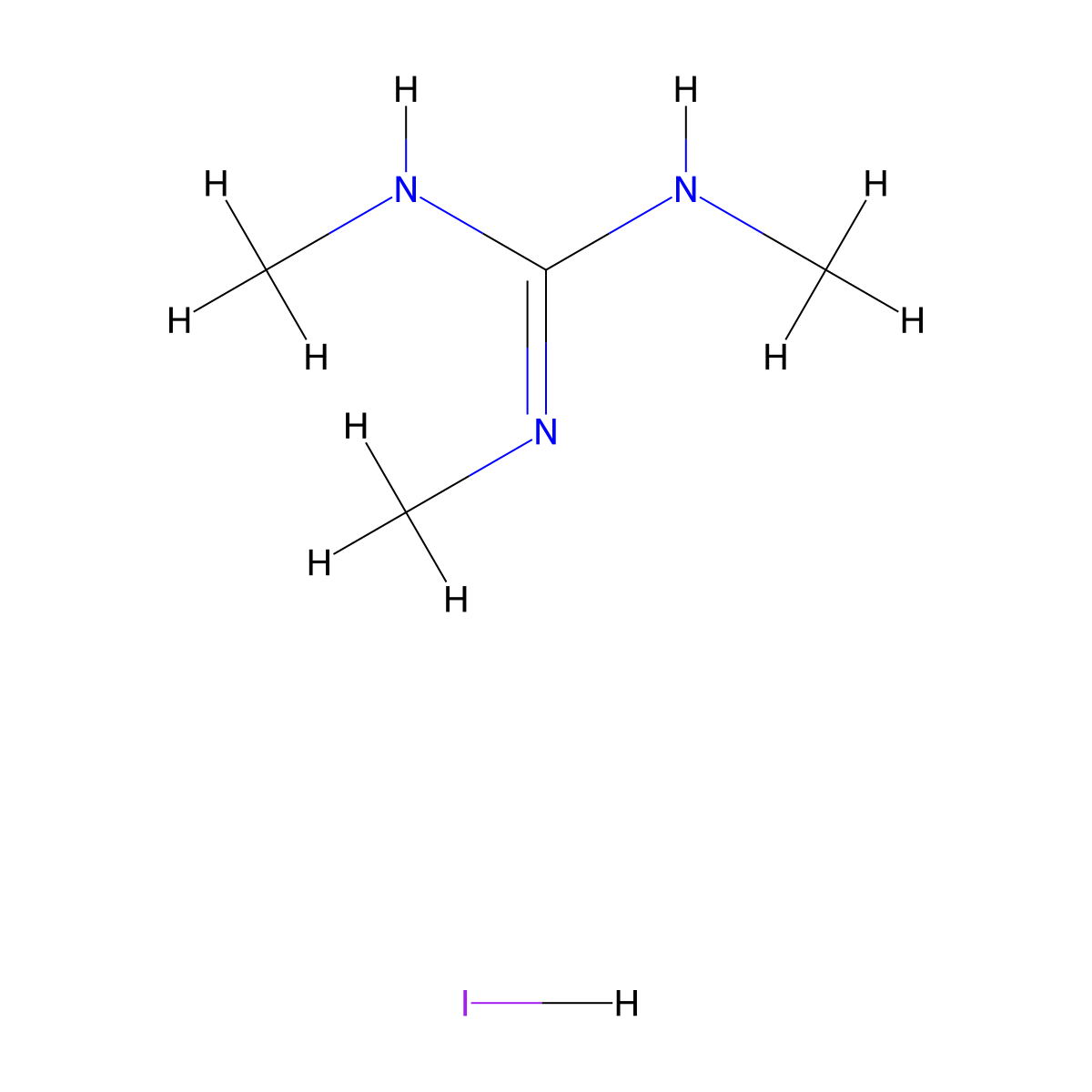 N,N',N''-trimethylguanidine hydroiodide molecular structure, CAS 51593-30-7