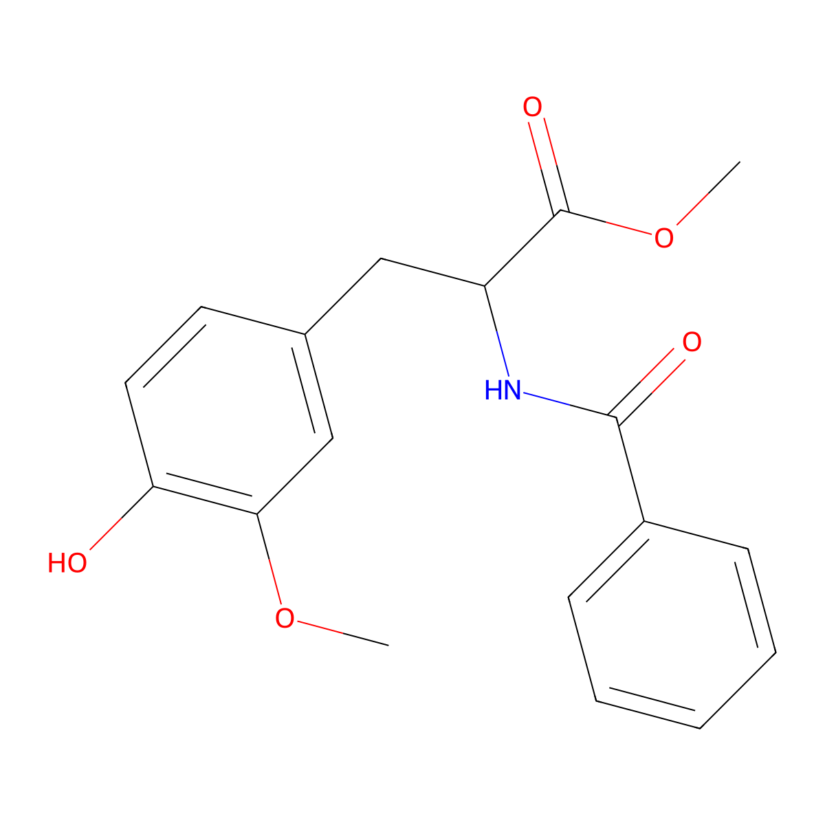 methyl N-benzoyl-3-methoxytyrosinate molecular structure, CAS 51593-52-3