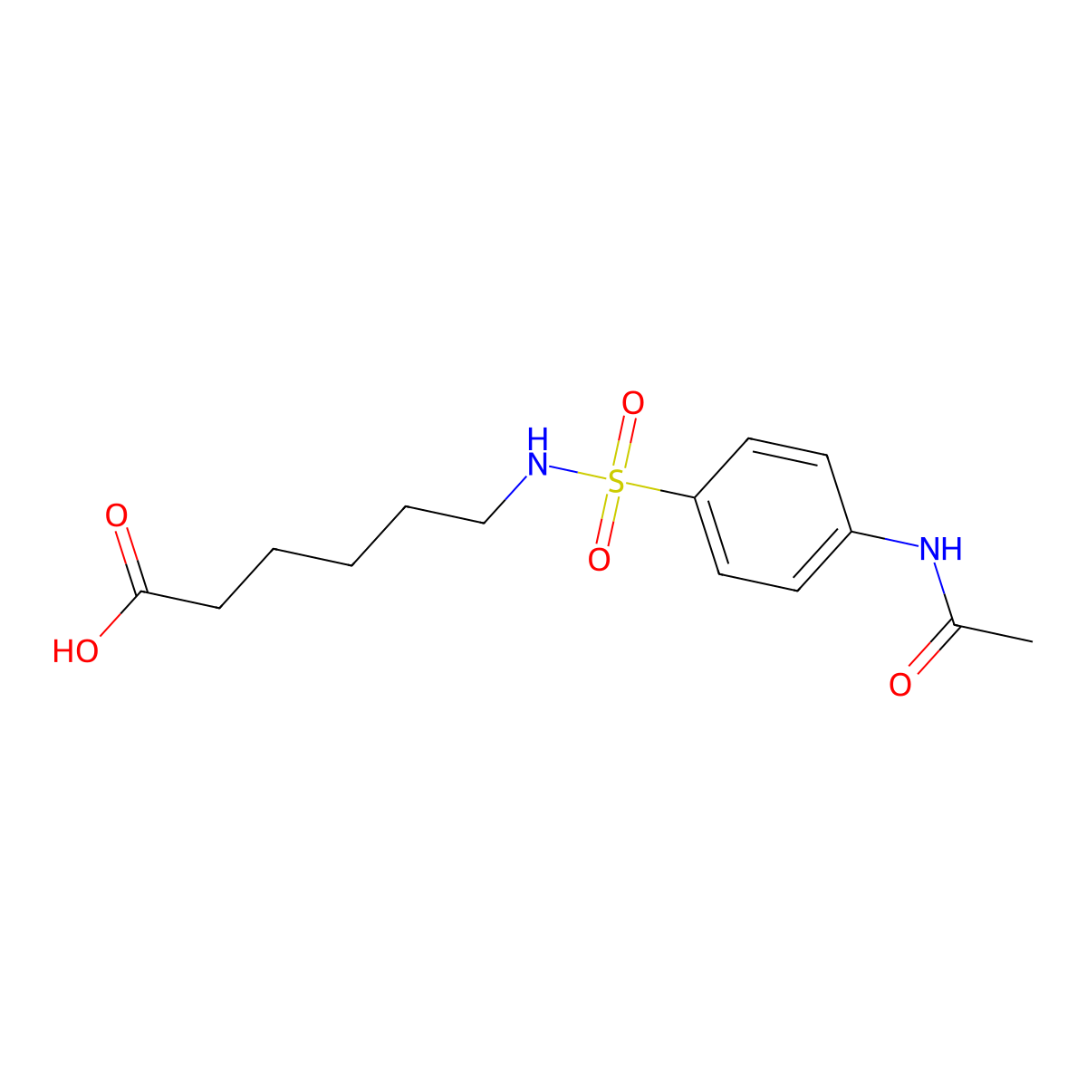 Hexanoic acid, 6-[[[4-(acetylamino)phenyl]sulfonyl]amino]- molecular structure, CAS 51596-65-7