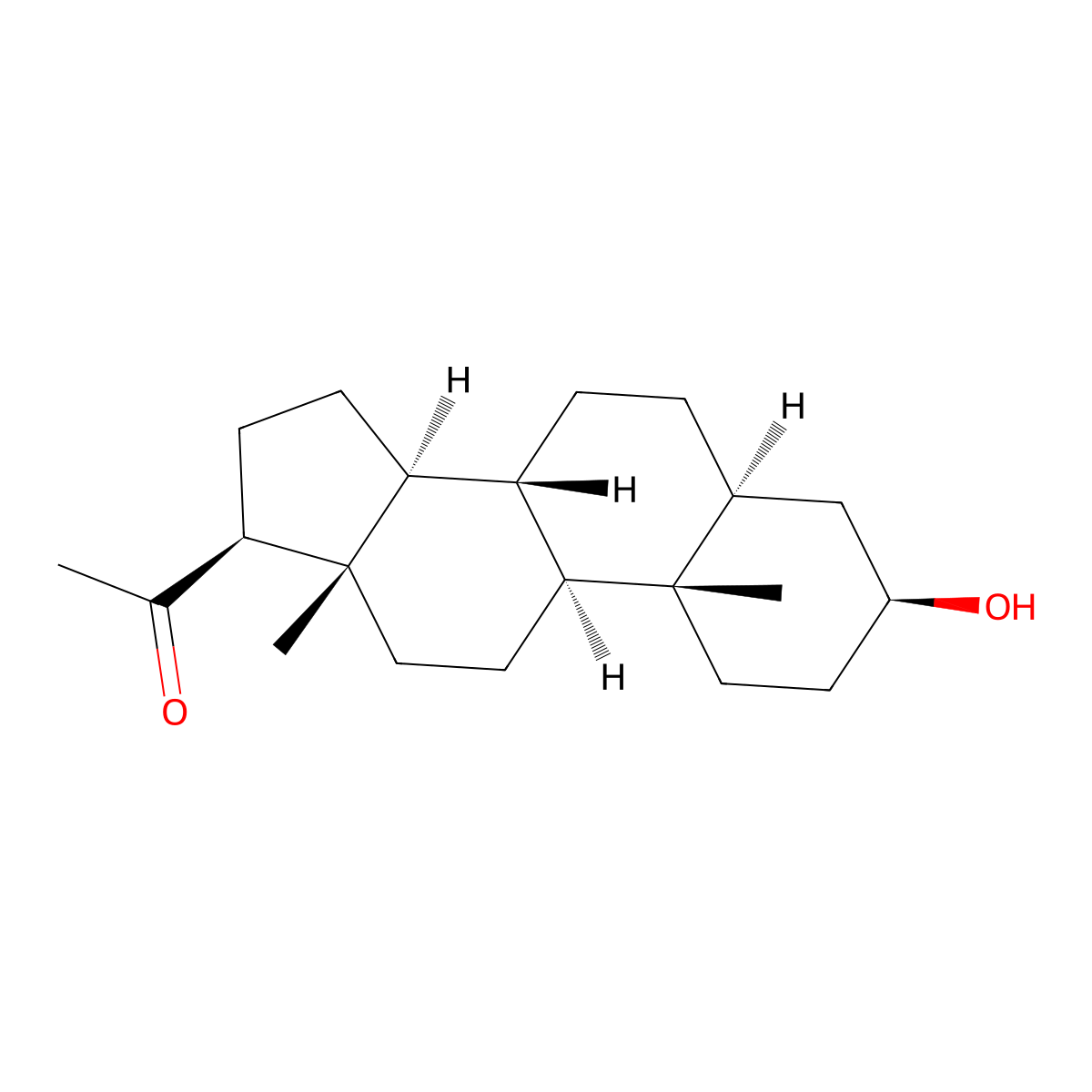 Isopregnanolone molecular structure, CAS 516-55-2