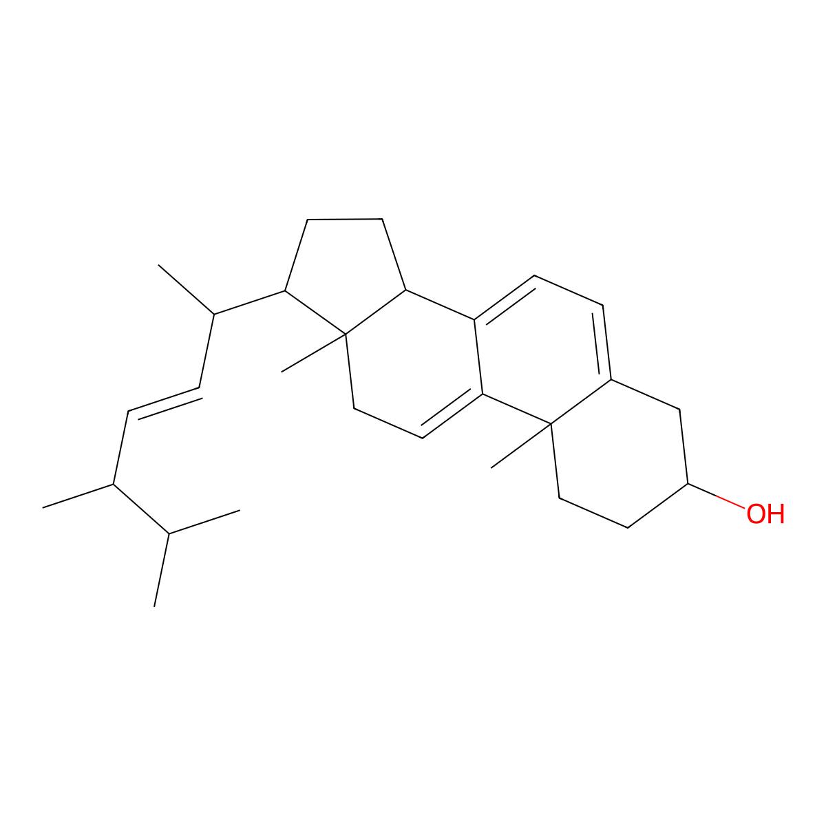 Dehydroergosterol molecular structure, CAS 516-85-8
