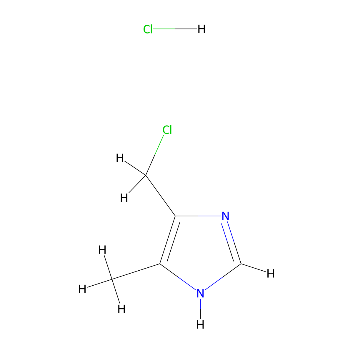 4-(Chloromethyl)-5-methyl-1H-imidazole--hydrogen chloride (1/1) molecular structure, CAS 51605-33-5