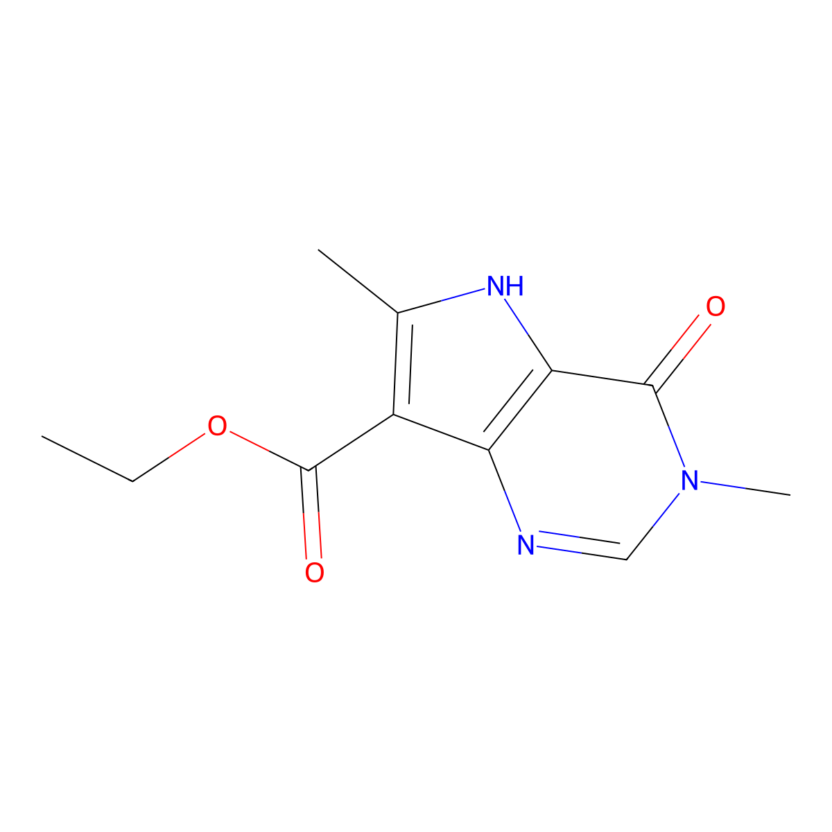 Ethyl 3,6-dimethyl-4-oxo-4,5-dihydro-3H-pyrrolo[3,2-d]pyrimidine-7-carboxylate molecular structure, CAS 51618-12-3
