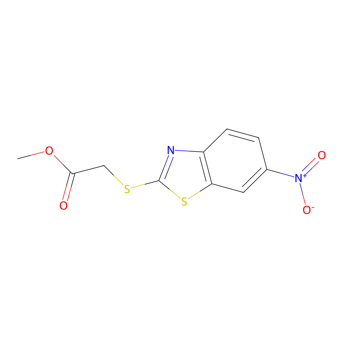 Methyl [(6-nitro-1,3-benzothiazol-2-yl)sulfanyl]acetate molecular structure, CAS 51618-31-6