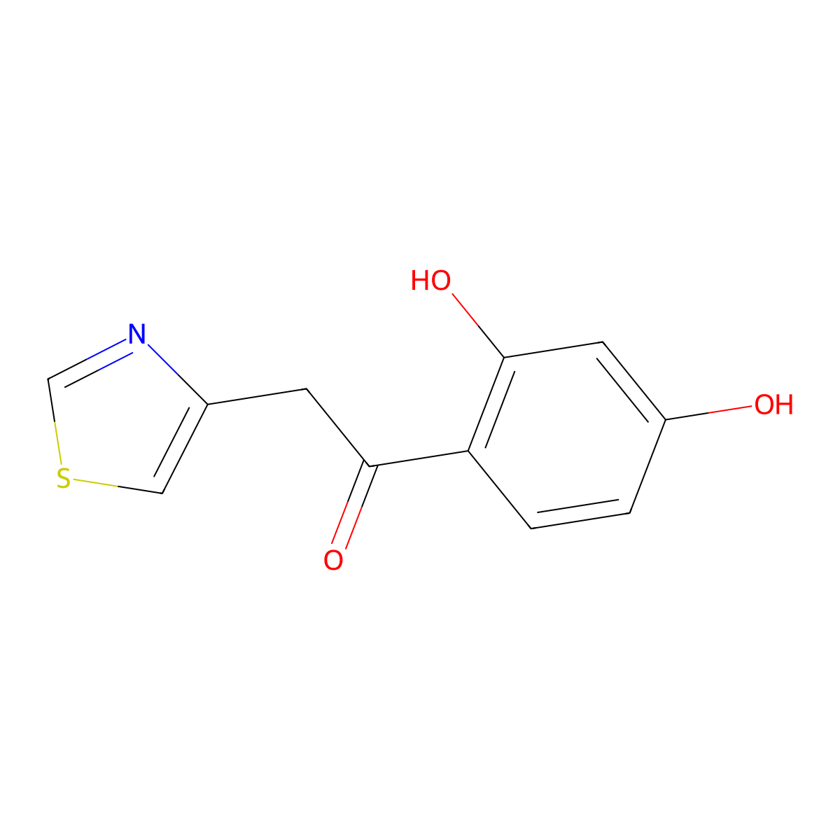 Ethanone, 1-(2,4-dihydroxyphenyl)-2-(4-thiazolyl)- molecular structure, CAS 51625-76-4