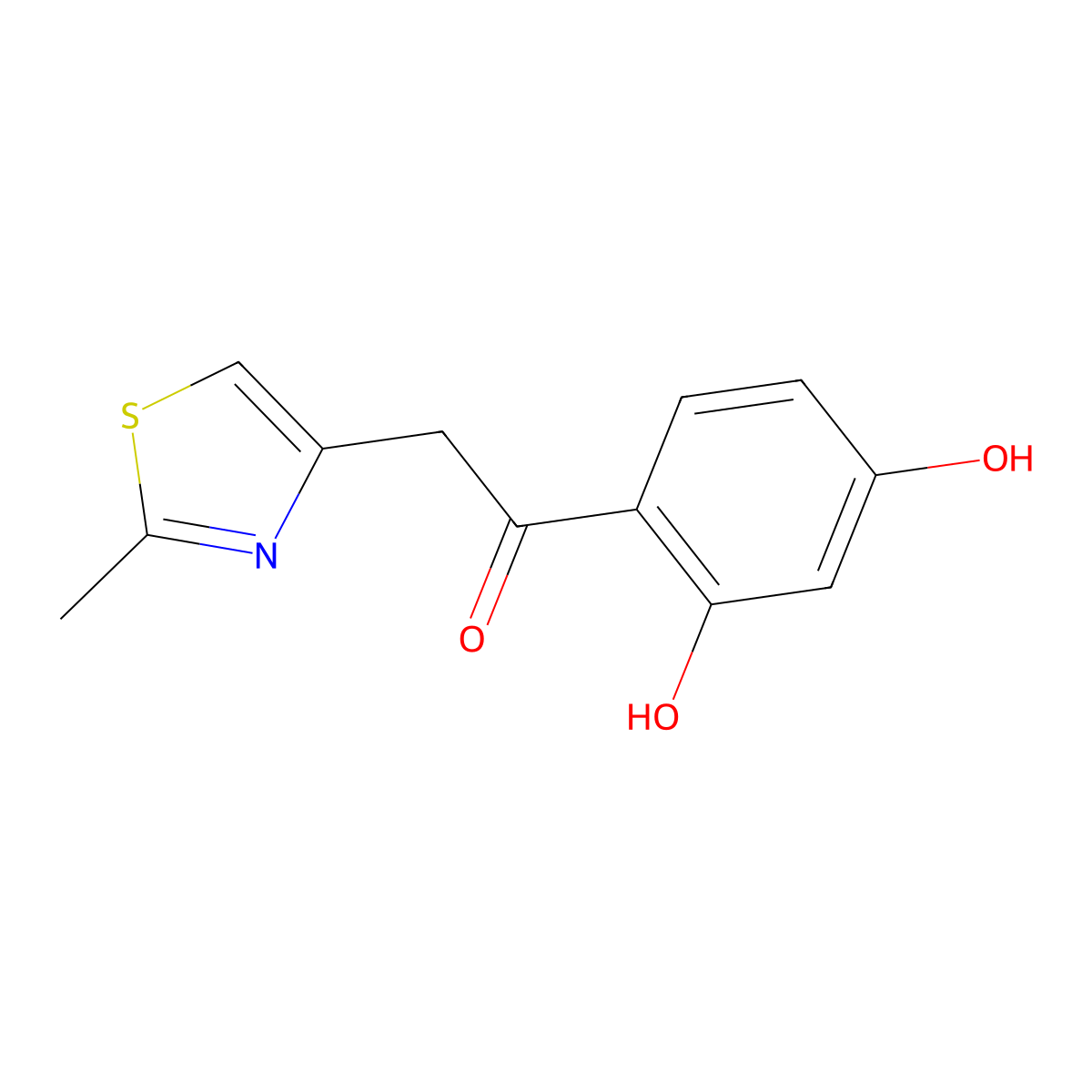 1-(2,4-Dihydroxyphenyl)-2-(2-methyl-1,3-thiazol-4-yl)ethanone molecular structure, CAS 51625-77-5