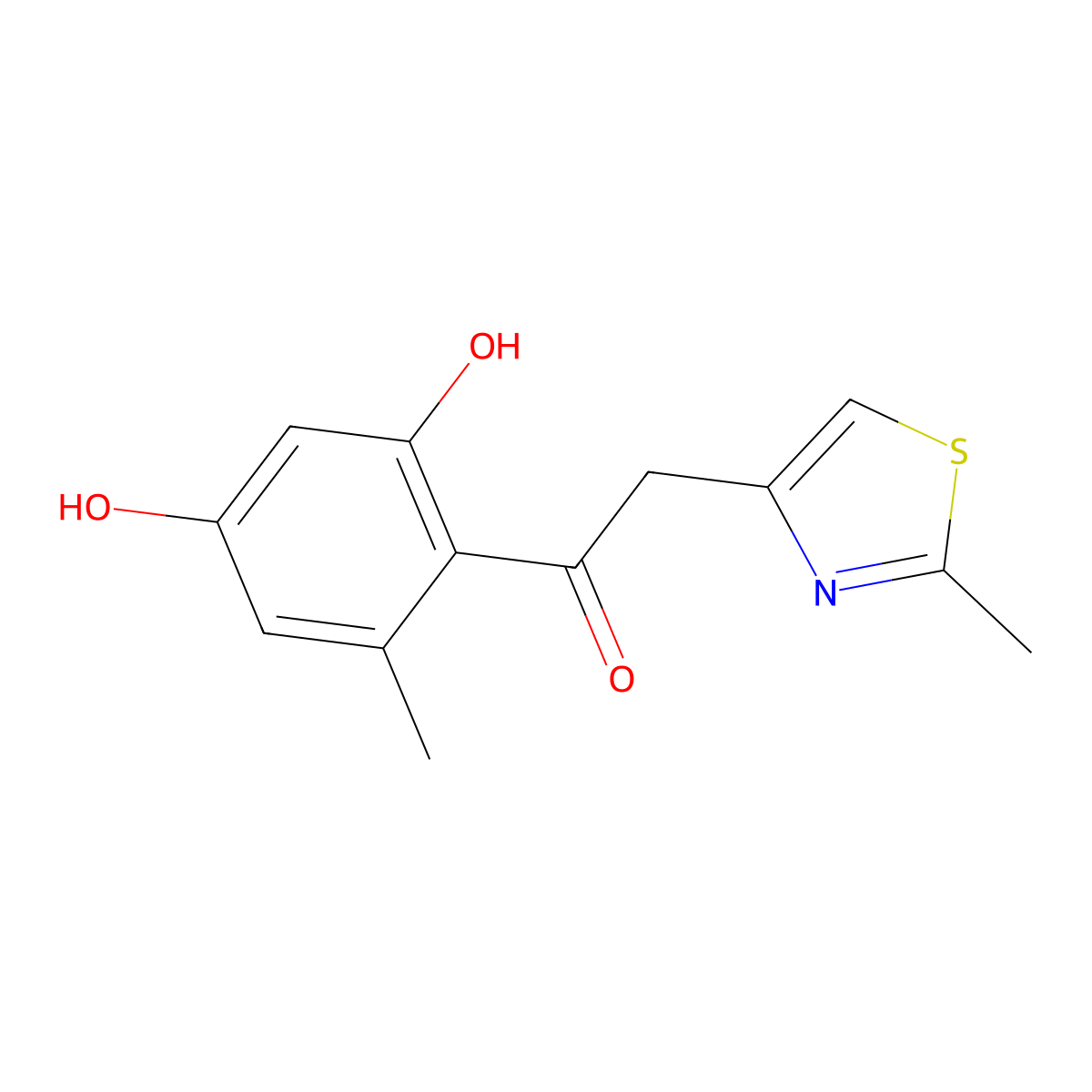 1-(2,4-Dihydroxy-6-methylphenyl)-2-(2-methyl-1,3-thiazol-4-yl)ethanone molecular structure, CAS 51625-80-0
