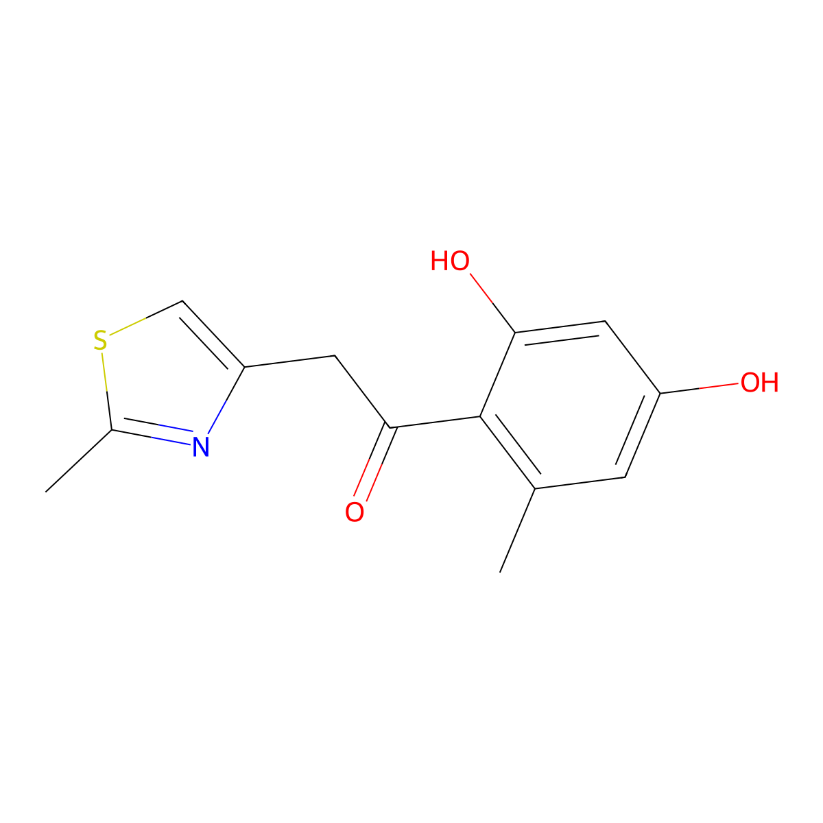 1-(2,4-Dihydroxy-6-methylphenyl)-2-(2-methyl-1,3-thiazol-4-yl)ethanone molecular structure, CAS 51625-80-0