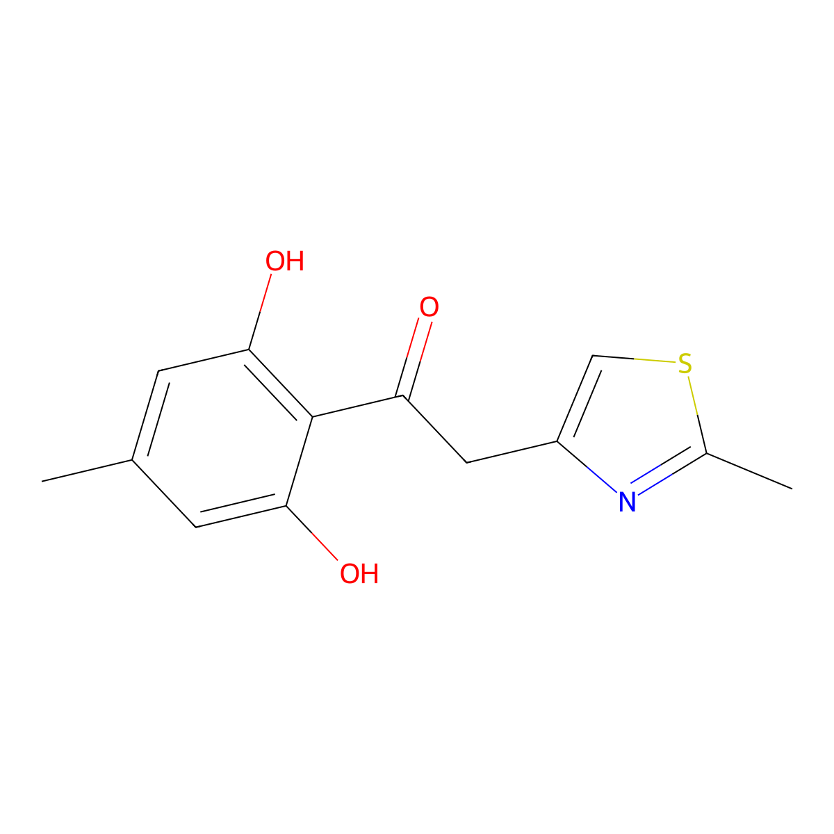 1-(2,6-Dihydroxy-4-methylphenyl)-2-(2-methylthiazol-4-yl)ethanone molecular structure, CAS 51625-83-3