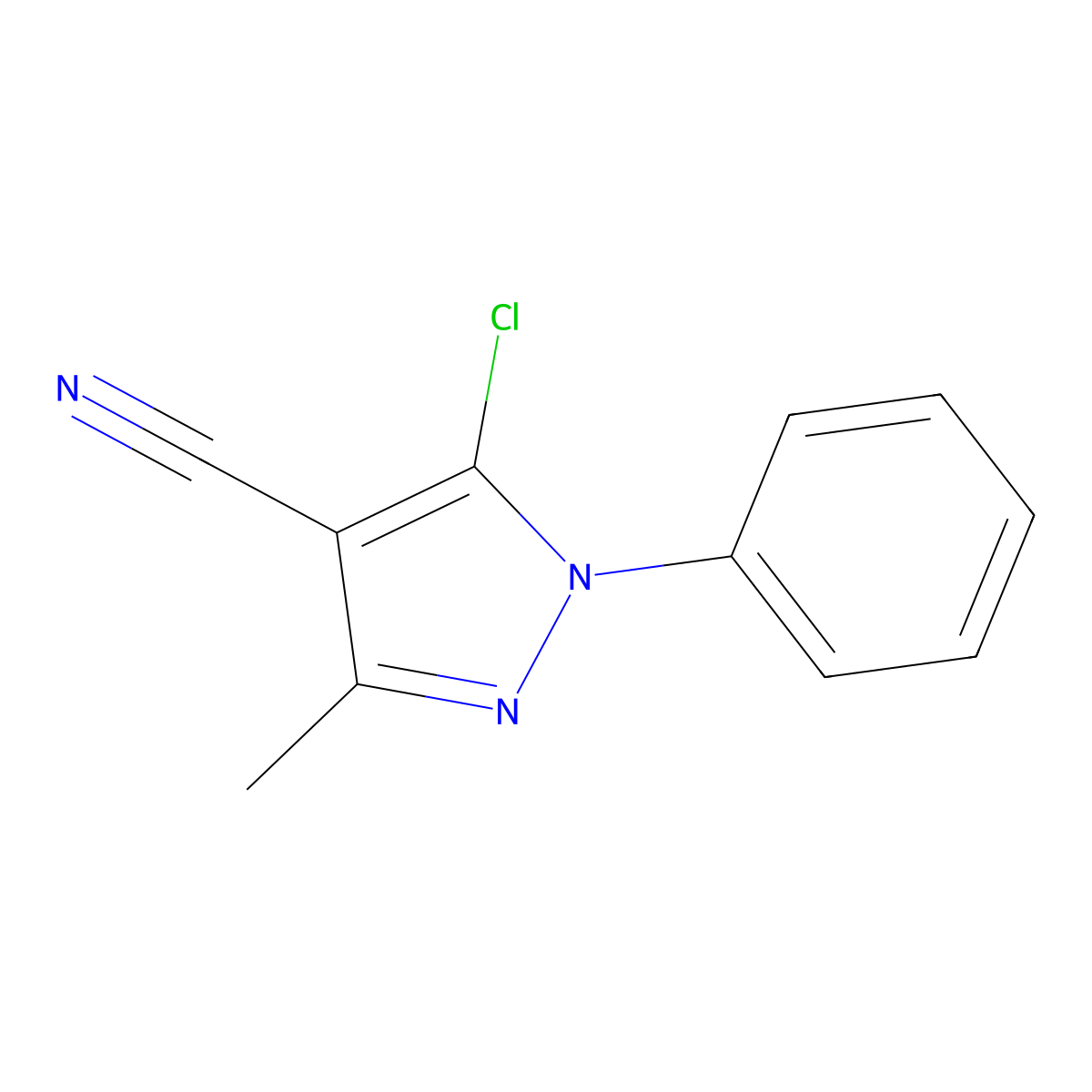 5-chloro-3-methyl-1-phenyl-1H-pyrazole-4-carbonitrile molecular structure, CAS 51626-33-6