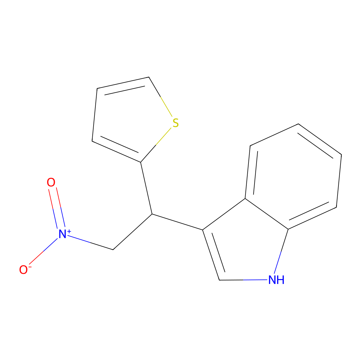 3-(2-Nitro-1-(2-thienyl)ethyl)-1H-indole molecular structure, CAS 51626-48-3