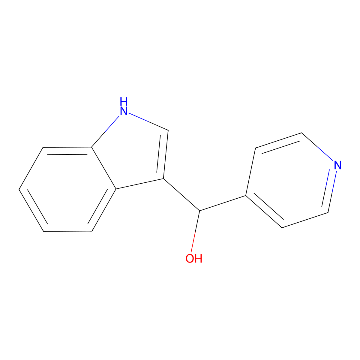 (1H-indol-3-yl)(pyridin-4-yl)methanol molecular structure, CAS 51626-60-9
