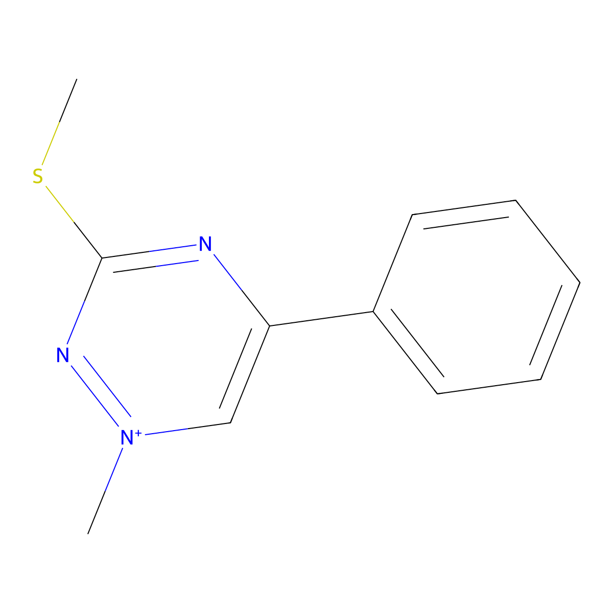 1-Methyl-3-methylsulfanyl-5-phenyl-1,2,4-triazin-1-ium molecular structure, CAS 5163-52-0