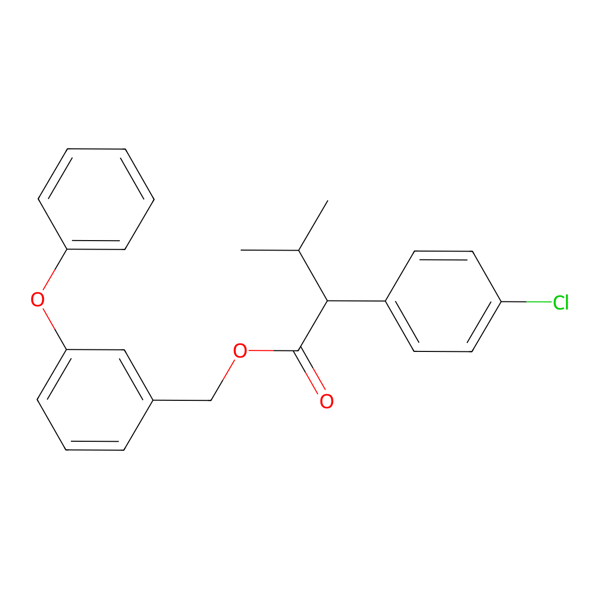 Benzeneacetic acid, 4-chloro-alpha-(1-methylethyl)-, (3-phenoxyphenyl)methyl ester molecular structure, CAS 51630-33-2