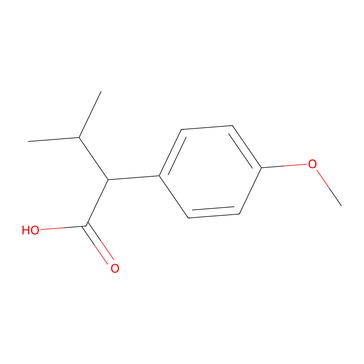 2-(4-Methoxyphenyl)-3-methylbutanoic acid molecular structure, CAS 51632-31-6