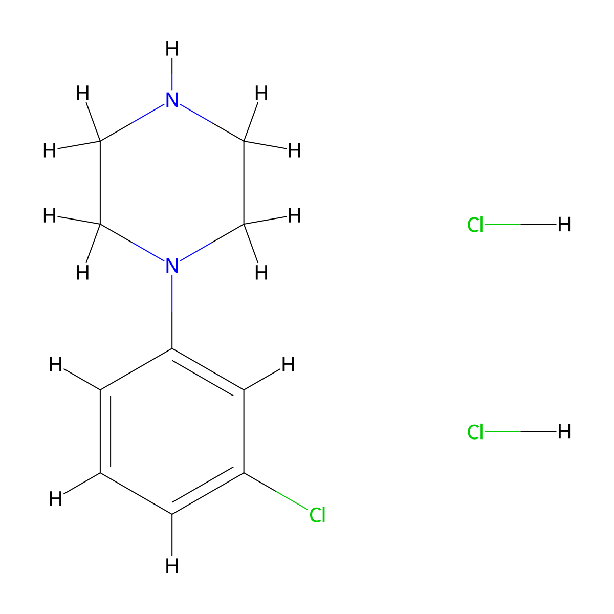 1-(3-Chlorophenyl)piperazine dihydrochloride molecular structure, CAS 51639-49-7