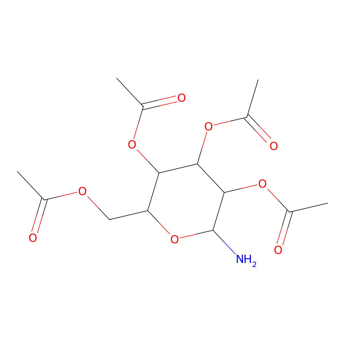 (2R,3R,4S,5R,6R)-2-(acetoxymethyl)-6-aminotetrahydro-2H-pyran-3,4,5-triyl triacetate molecular structure, CAS 51642-81-0