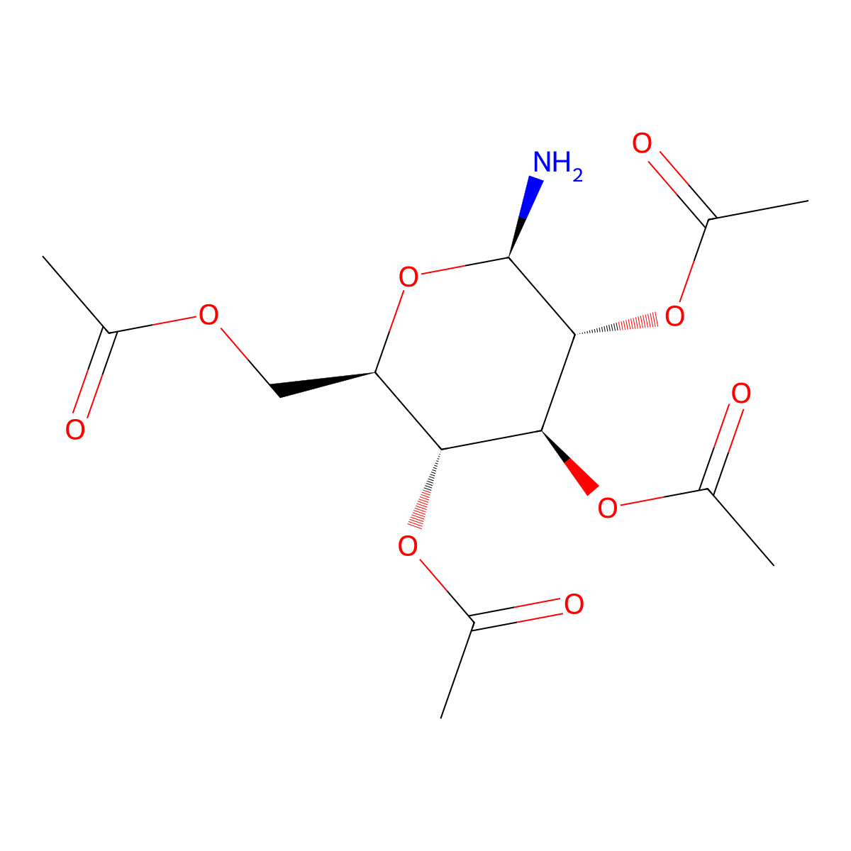 (2R,3R,4S,5R,6R)-2-(acetoxymethyl)-6-aminotetrahydro-2H-pyran-3,4,5-triyl triacetate molecular structure, CAS 51642-81-0