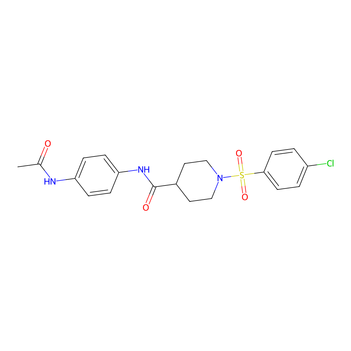 N-(4-acetamidophenyl)-1-(4-chlorophenyl)sulfonylpiperidine-4-carboxamide molecular structure, CAS 516453-11-5