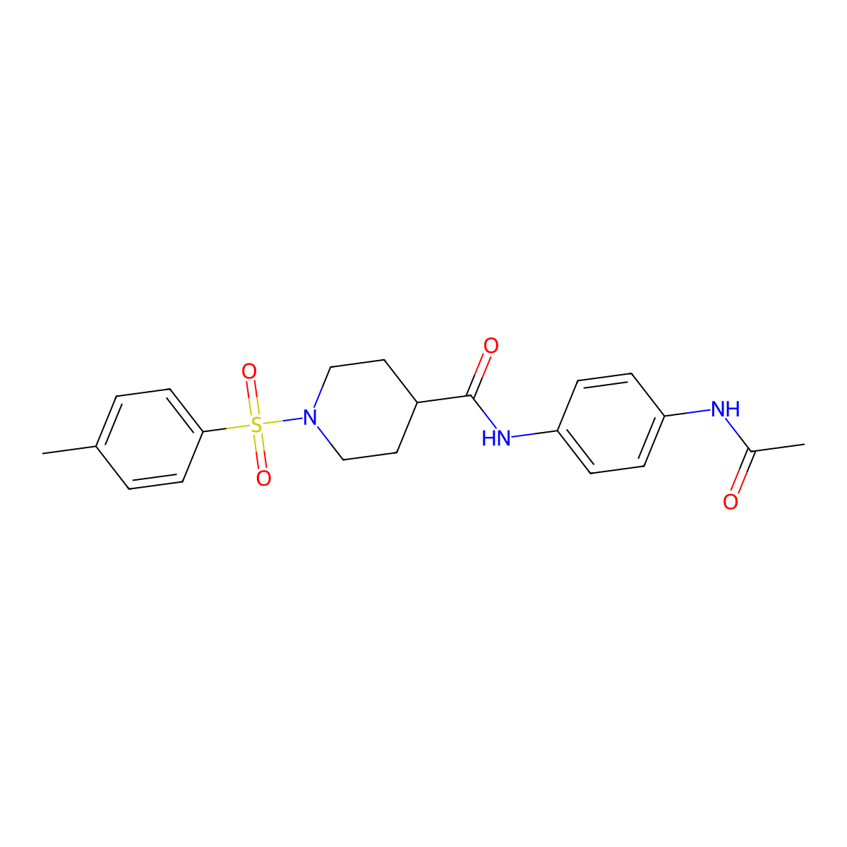 N-(4-acetamidophenyl)-1-(4-methylphenyl)sulfonylpiperidine-4-carboxamide molecular structure, CAS 516453-56-8
