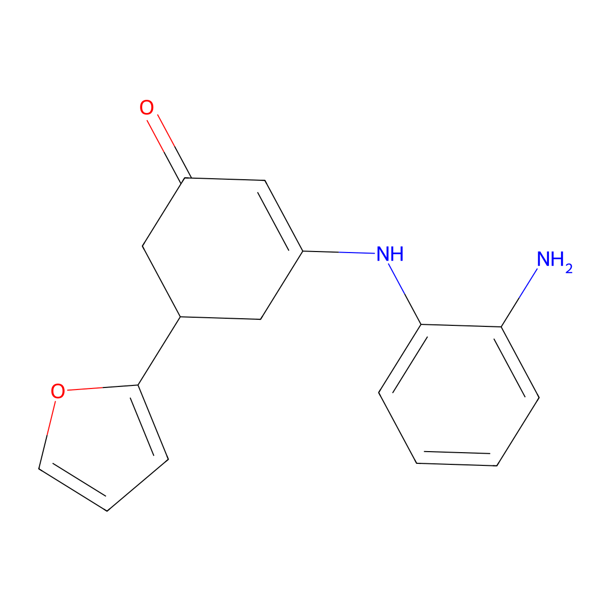 3-(2-Aminoanilino)-5-(furan-2-yl)cyclohex-2-en-1-one molecular structure, CAS 516455-25-7
