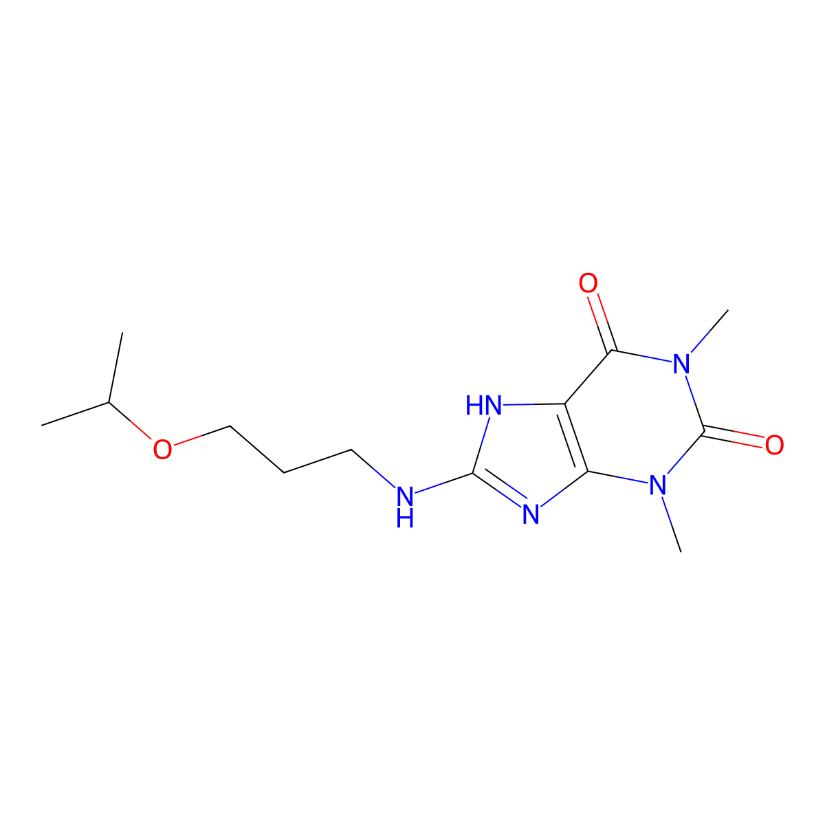 8-[(3-isopropoxypropyl)amino]-1,3-dimethyl-3,7-dihydro-1H-purine-2,6-dione molecular structure, CAS 516455-45-1