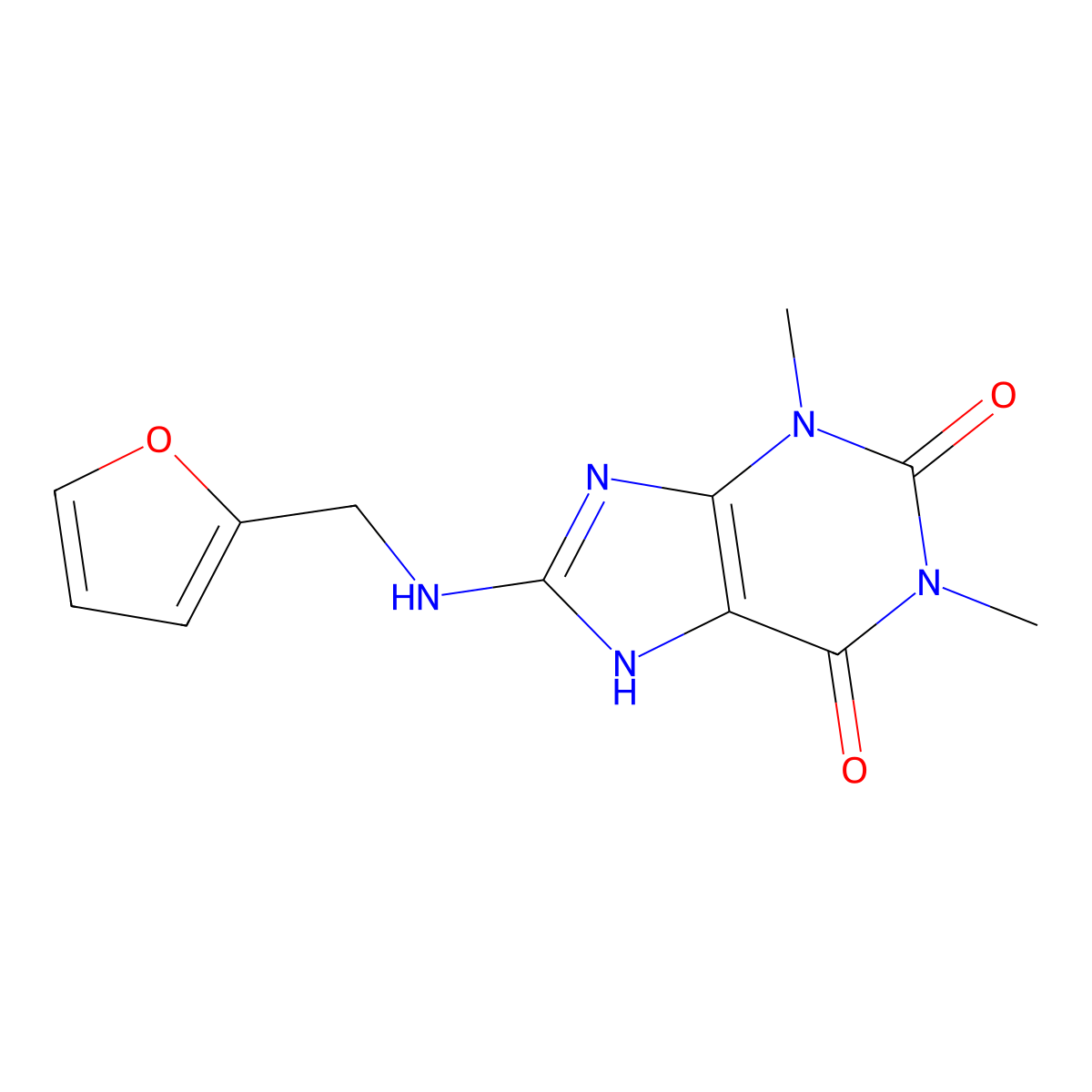 8-((furan-2-ylmethyl)amino)-1,3-dimethyl-1H-purine-2,6(3H,7H)-dione molecular structure, CAS 516455-46-2