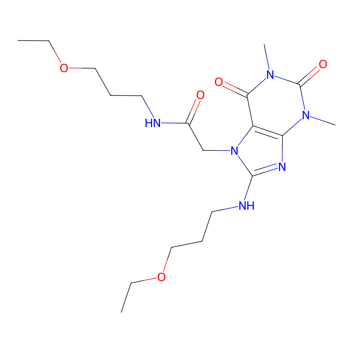 N-(3-ethoxypropyl)-2-{8-[(3-ethoxypropyl)amino]-1,3-dimethyl-2,6-dioxo-1,2,3,6-tetrahydro-7H-purin-7-yl}acetamide molecular structure, CAS 516455-73-5