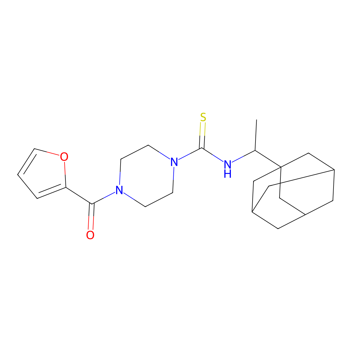 4-(furan-2-ylcarbonyl)-N-[1-(tricyclo[3.3.1.1~3,7~]dec-1-yl)ethyl]piperazine-1-carbothioamide molecular structure, CAS 516455-92-8