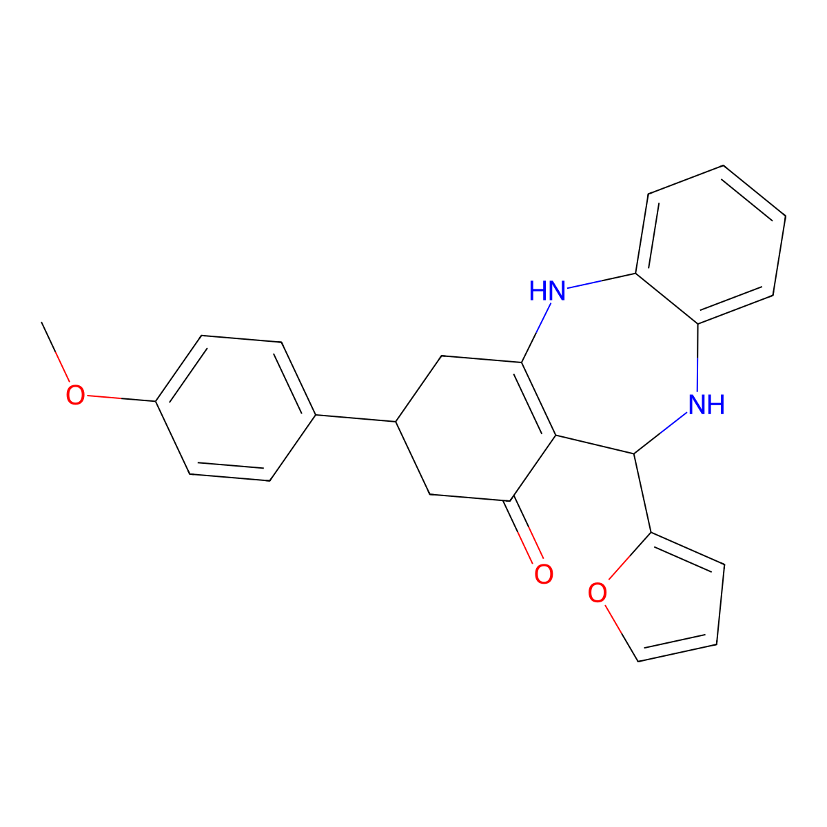 6-(Furan-2-yl)-9-(4-methoxyphenyl)-5,6,8,9,10,11-hexahydrobenzo[b][1,4]benzodiazepin-7-one molecular structure, CAS 516456-34-1