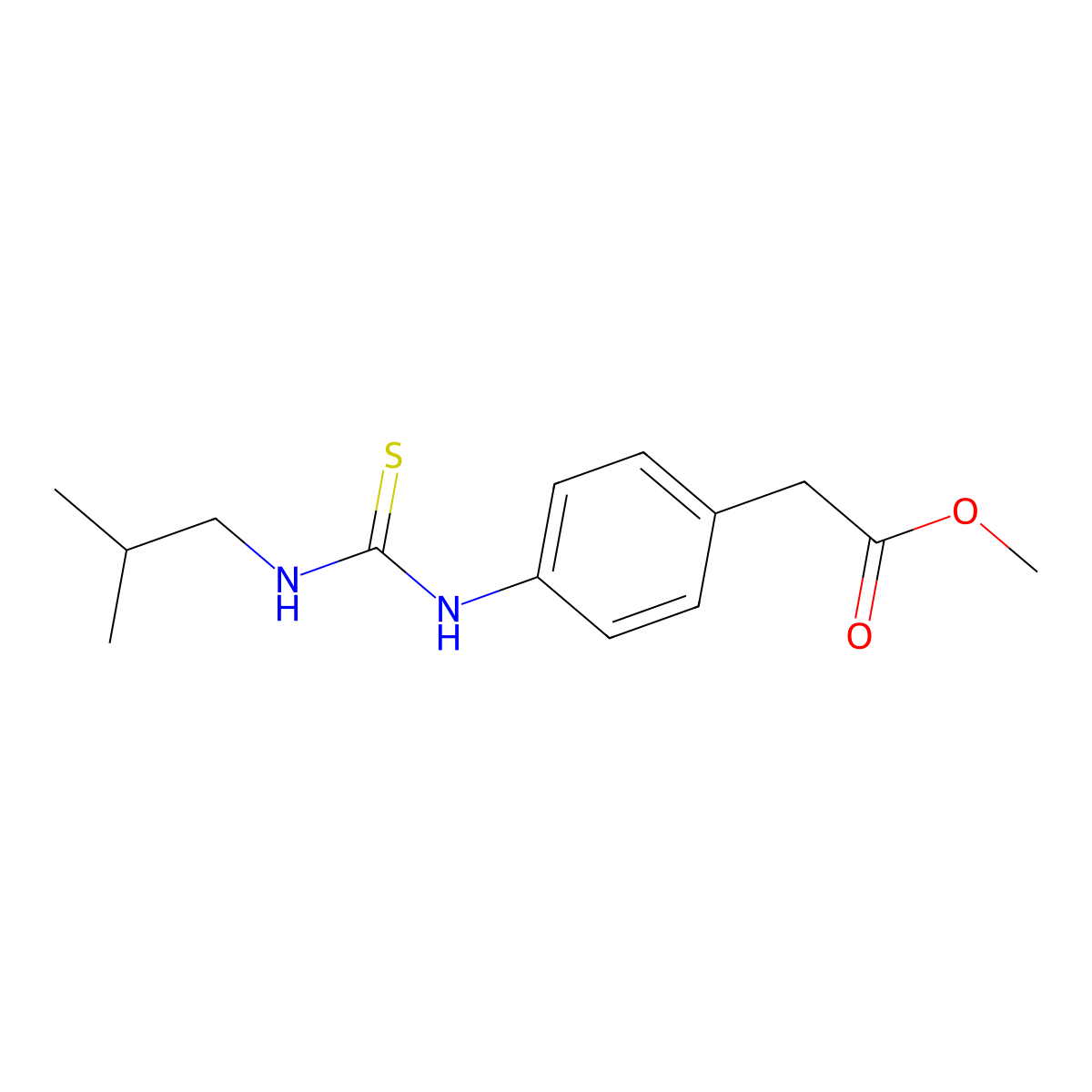Methyl (4-{[(isobutylamino)carbothioyl]amino}phenyl)acetate molecular structure, CAS 516456-87-4
