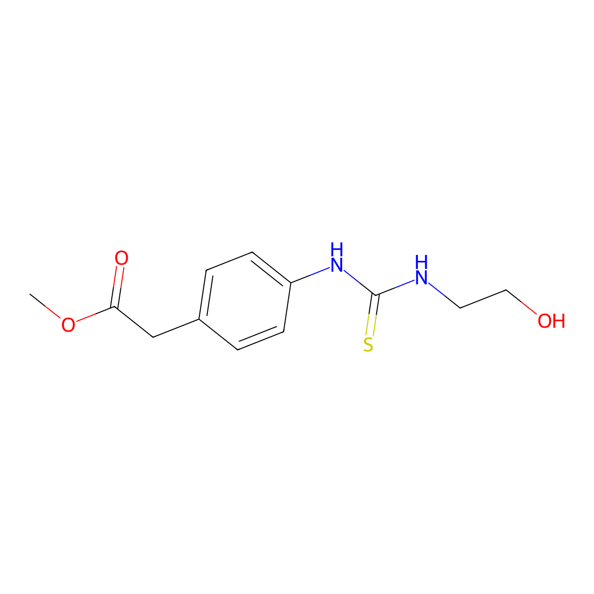 Methyl (4-{[(2-hydroxyethyl)carbamothioyl]amino}phenyl)acetate molecular structure, CAS 516456-91-0