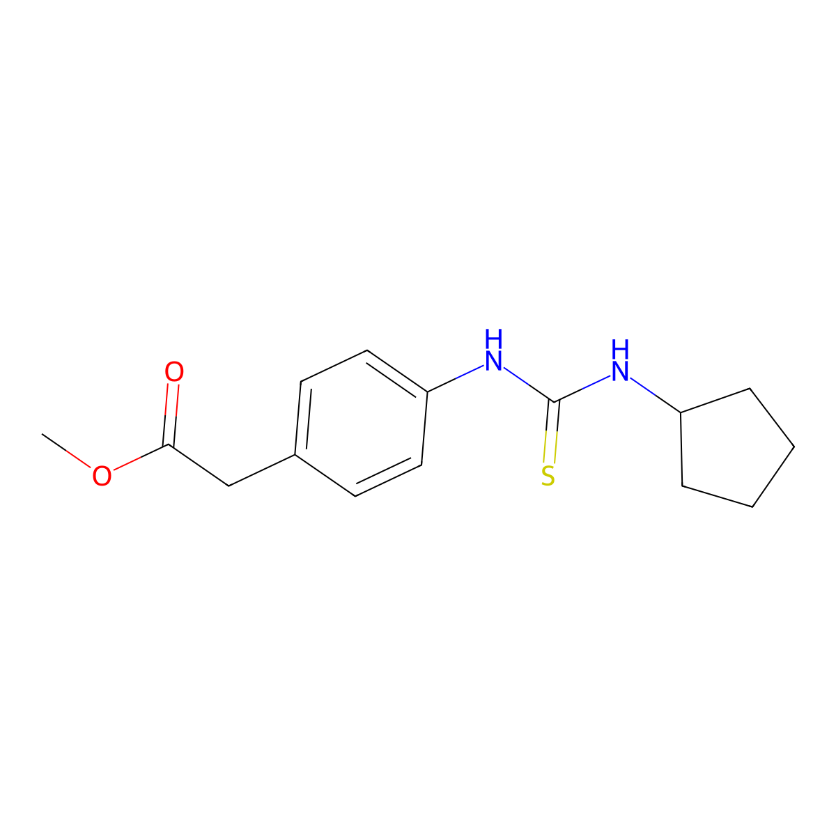 Methyl {4-[(cyclopentylcarbamothioyl)amino]phenyl}acetate molecular structure, CAS 516457-00-4