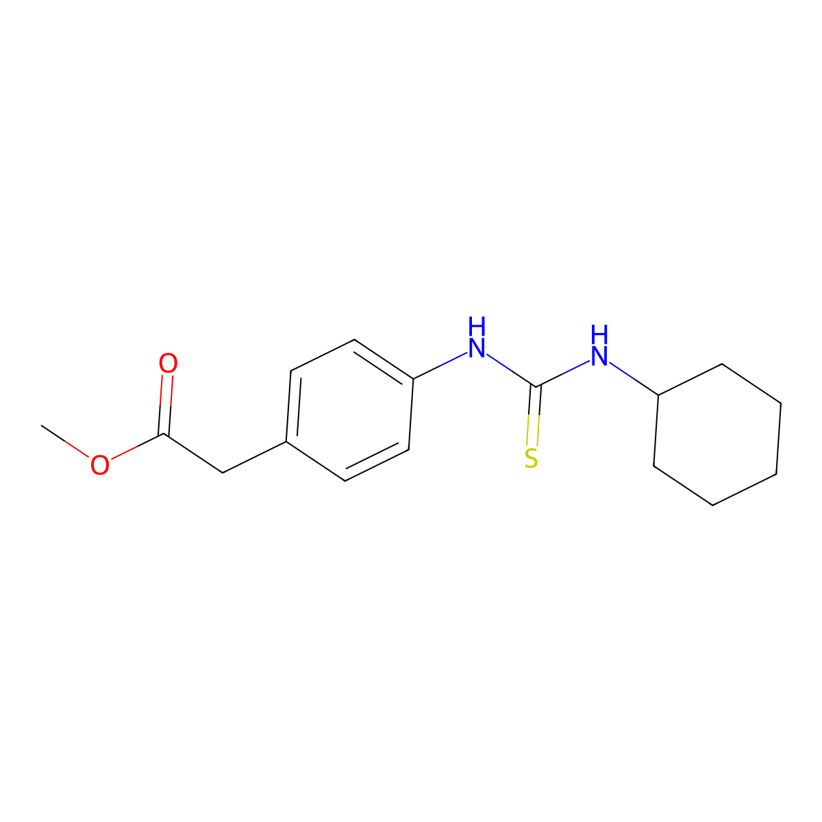 Methyl {4-[(cyclohexylcarbamothioyl)amino]phenyl}acetate molecular structure, CAS 516457-01-5