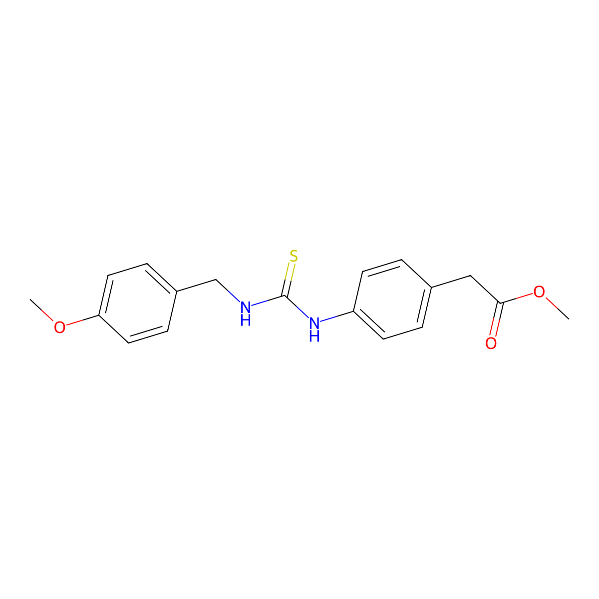 Methyl (4-{[(4-methoxybenzyl)carbamothioyl]amino}phenyl)acetate molecular structure, CAS 516457-07-1