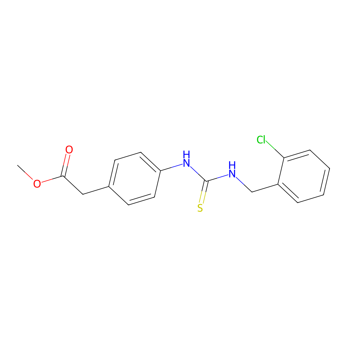 Methyl [4-({[(2-chlorobenzyl)amino]carbonothioyl}amino)phenyl]acetate molecular structure, CAS 516457-11-7