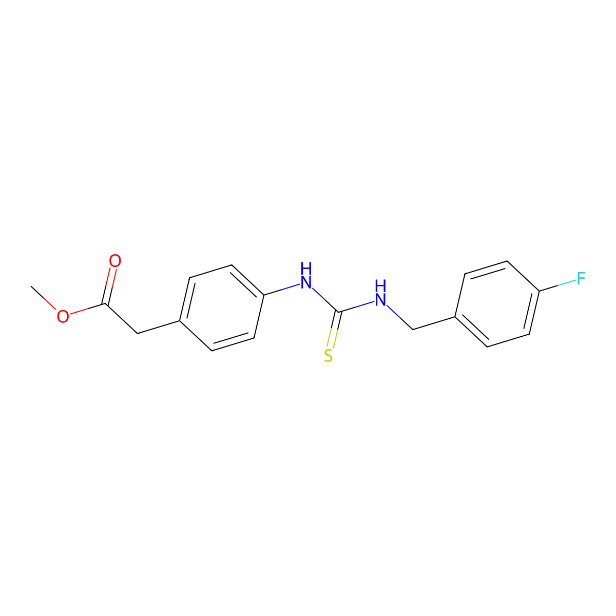 Methyl (4-{[(4-fluorobenzyl)carbamothioyl]amino}phenyl)acetate molecular structure, CAS 516457-13-9
