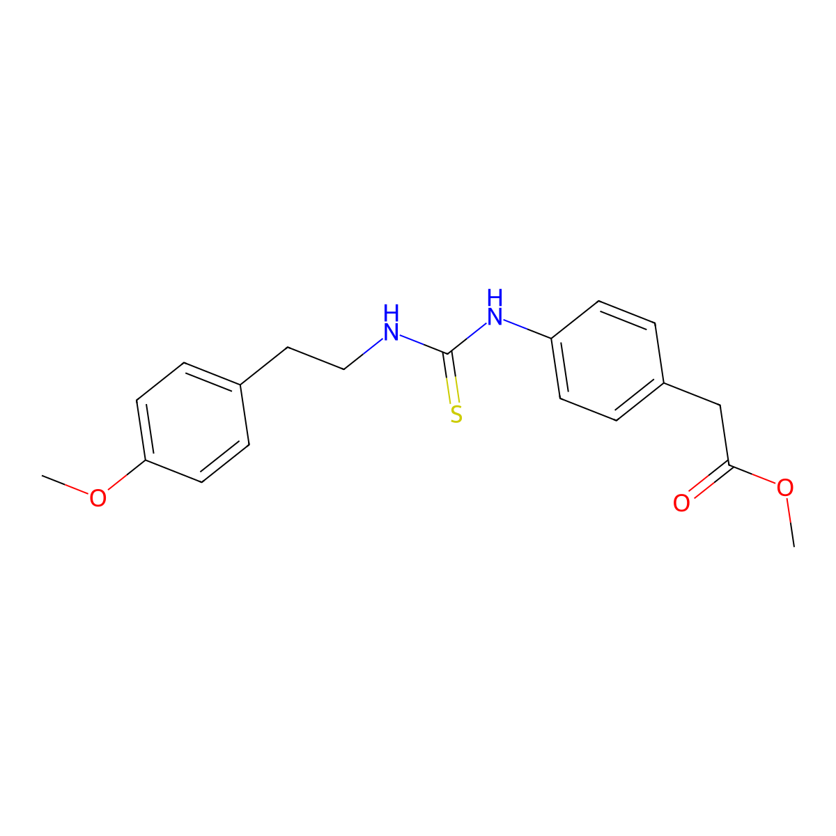 Methyl 2-[4-[2-(4-methoxyphenyl)ethylcarbamothioylamino]phenyl]acetate molecular structure, CAS 516457-16-2