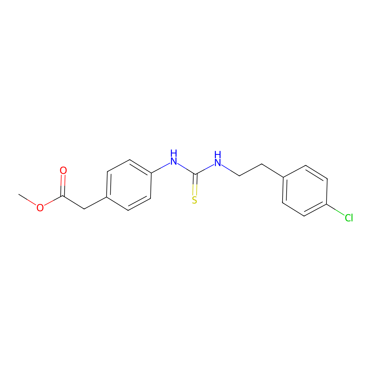 Methyl [4-({[2-(4-chlorophenyl)ethyl]carbamothioyl}amino)phenyl]acetate molecular structure, CAS 516457-18-4