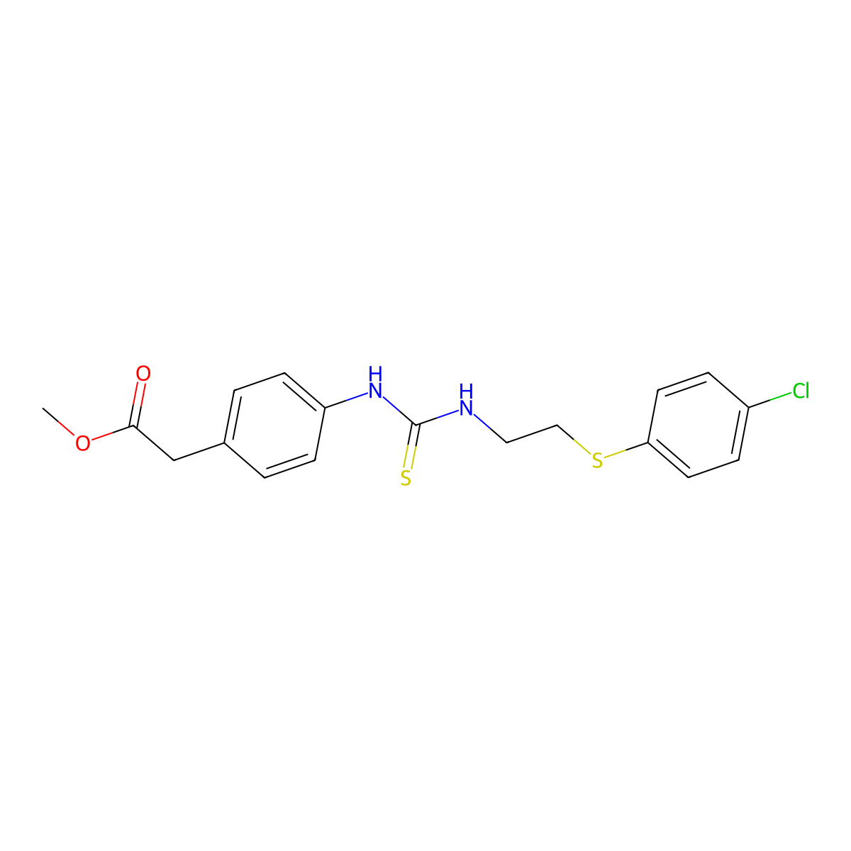 Methyl {4-[({2-[(4-chlorophenyl)sulfanyl]ethyl}carbamothioyl)amino]phenyl}acetate molecular structure, CAS 516457-20-8