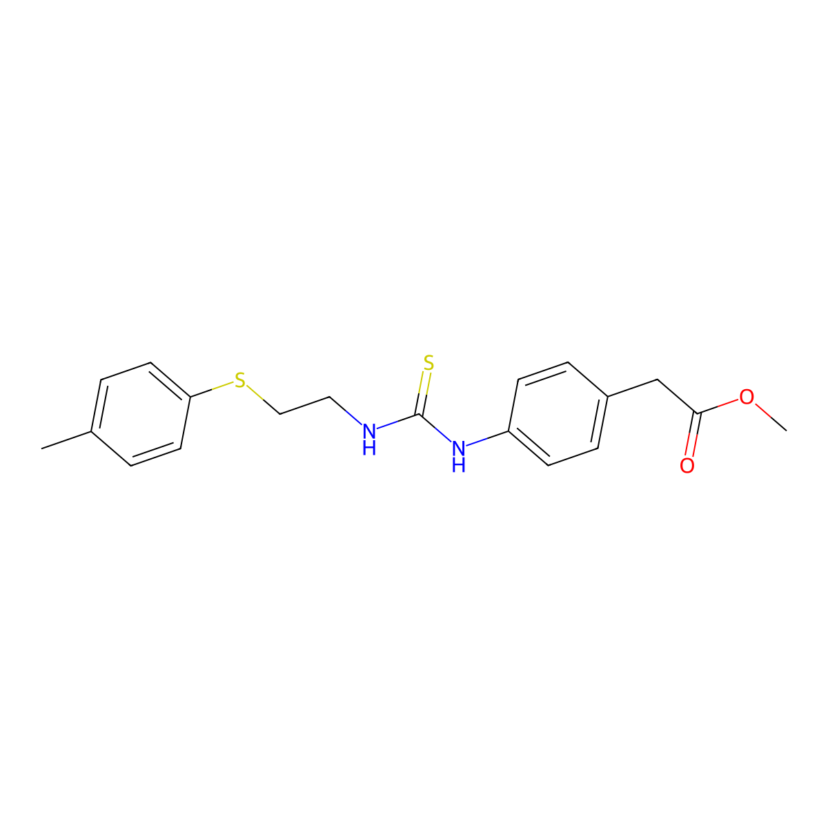 Methyl {4-[({2-[(4-methylphenyl)sulfanyl]ethyl}carbamothioyl)amino]phenyl}acetate molecular structure, CAS 516457-23-1