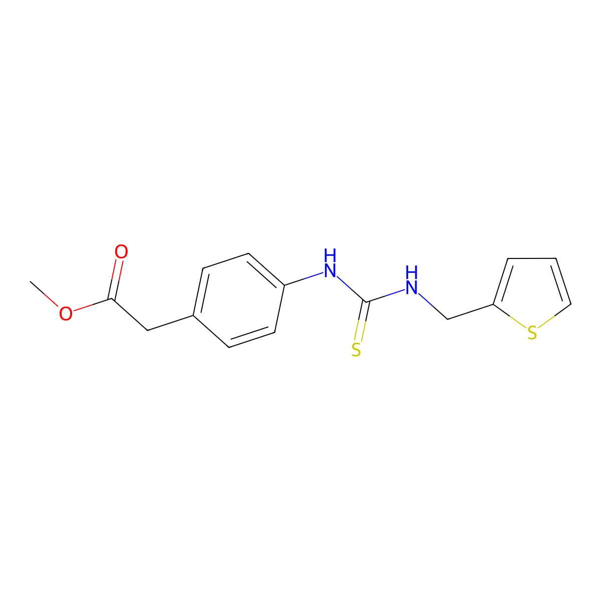 Methyl (4-{[(thiophen-2-ylmethyl)carbamothioyl]amino}phenyl)acetate molecular structure, CAS 516457-27-5