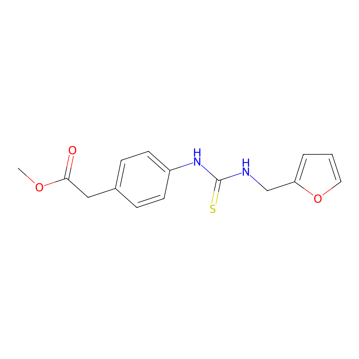 Methyl (4-{[(furan-2-ylmethyl)carbamothioyl]amino}phenyl)acetate molecular structure, CAS 516457-31-1