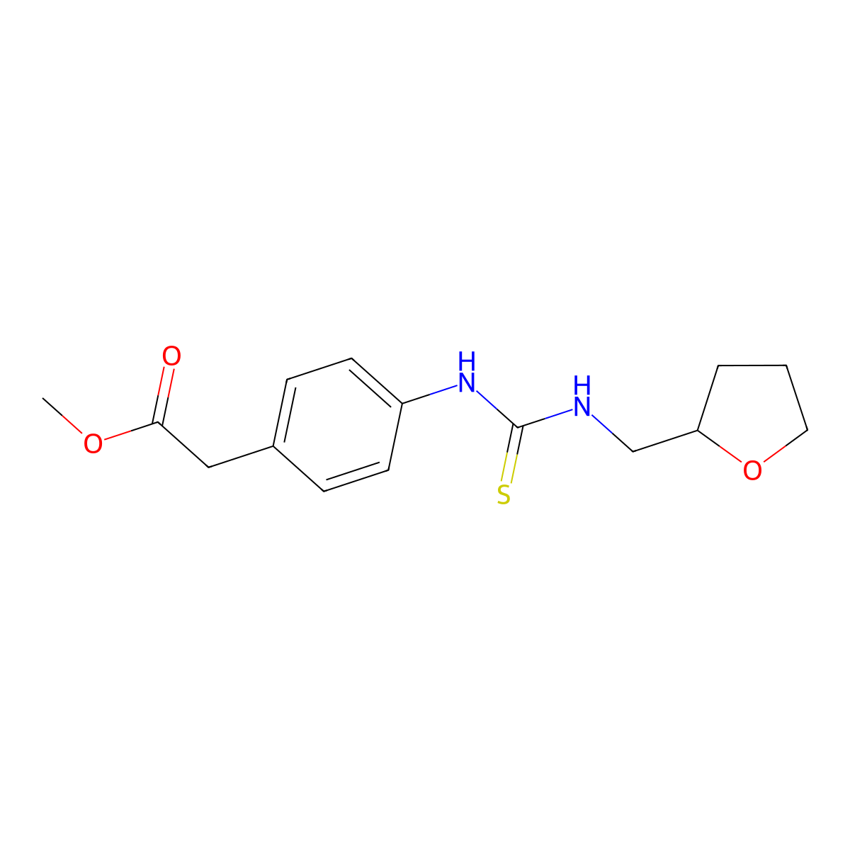 Methyl (4-{[(tetrahydrofuran-2-ylmethyl)carbamothioyl]amino}phenyl)acetate molecular structure, CAS 516457-35-5