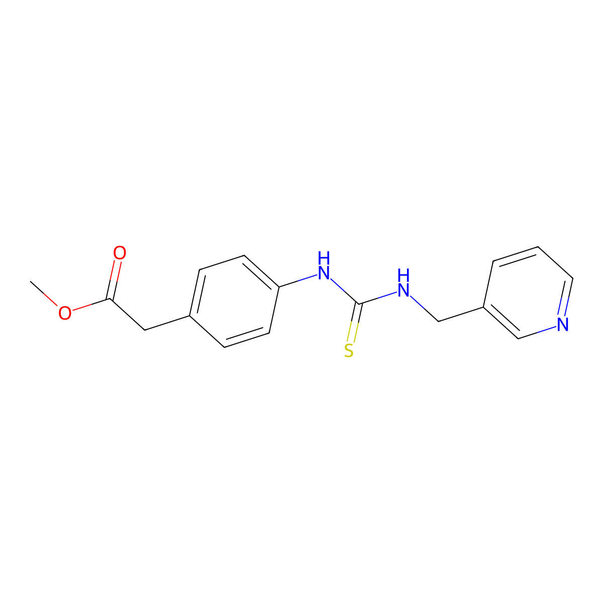 Methyl (4-{[(pyridin-3-ylmethyl)carbamothioyl]amino}phenyl)acetate molecular structure, CAS 516457-39-9